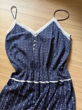 Source Unknown Navy Blue Lace-Trim Sleep Dress